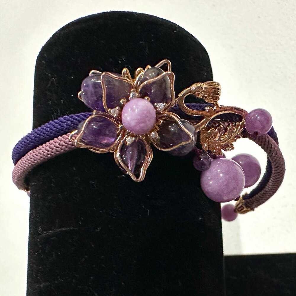 Purple Fairy Amethyst Crystal Gemstone Bracelet